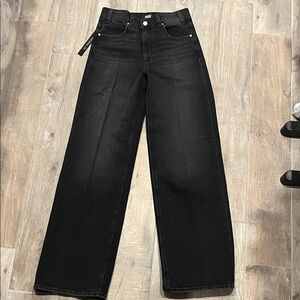 PAIGE Black Flare Wide-Leg Jeans